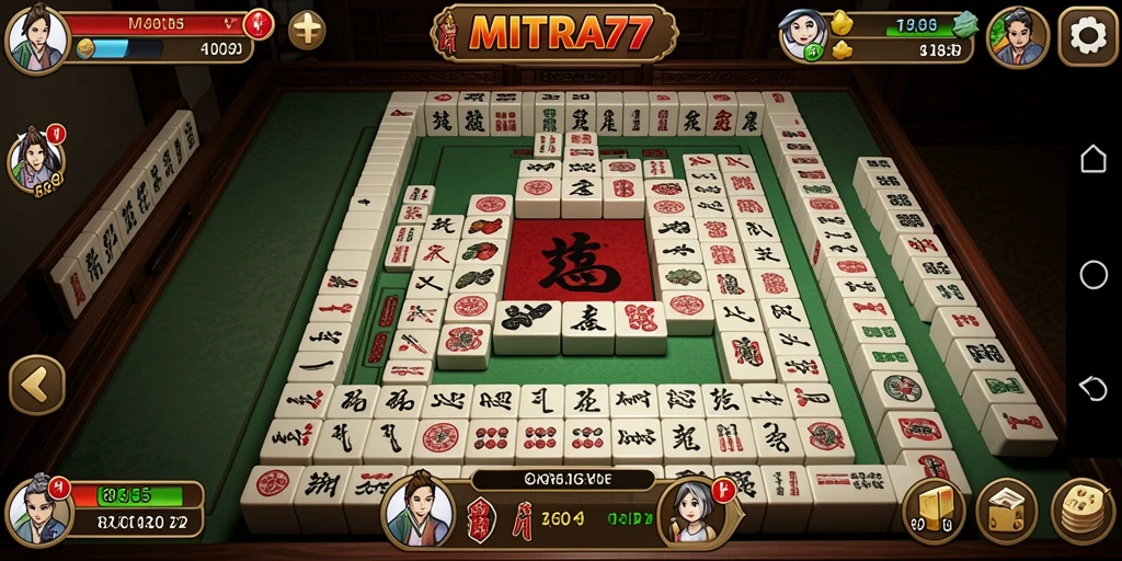Tampilan gameplay MITRA77 yang menampilkan aksi Mahjong yang menarik.