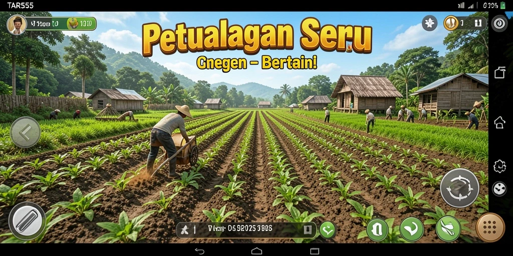 Gameplay seru bertani di TAR555 dengan berbagai tanaman.