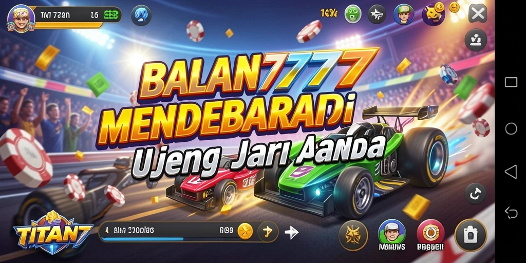Tampilan menarik dari gameplay TITAN777 dengan kendaraan balap yang cepat.