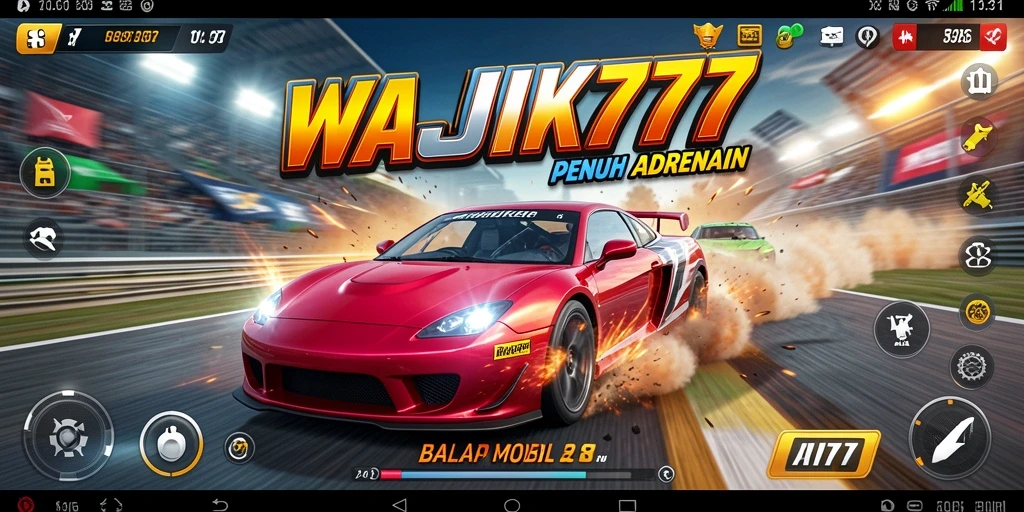 Tampilan gameplay balap mobil yang seru dan mendebarkan.